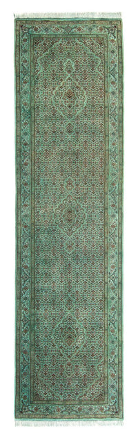 Biegacz Dywan orientalny - Tabriz - 305 x 84 cm - zielona