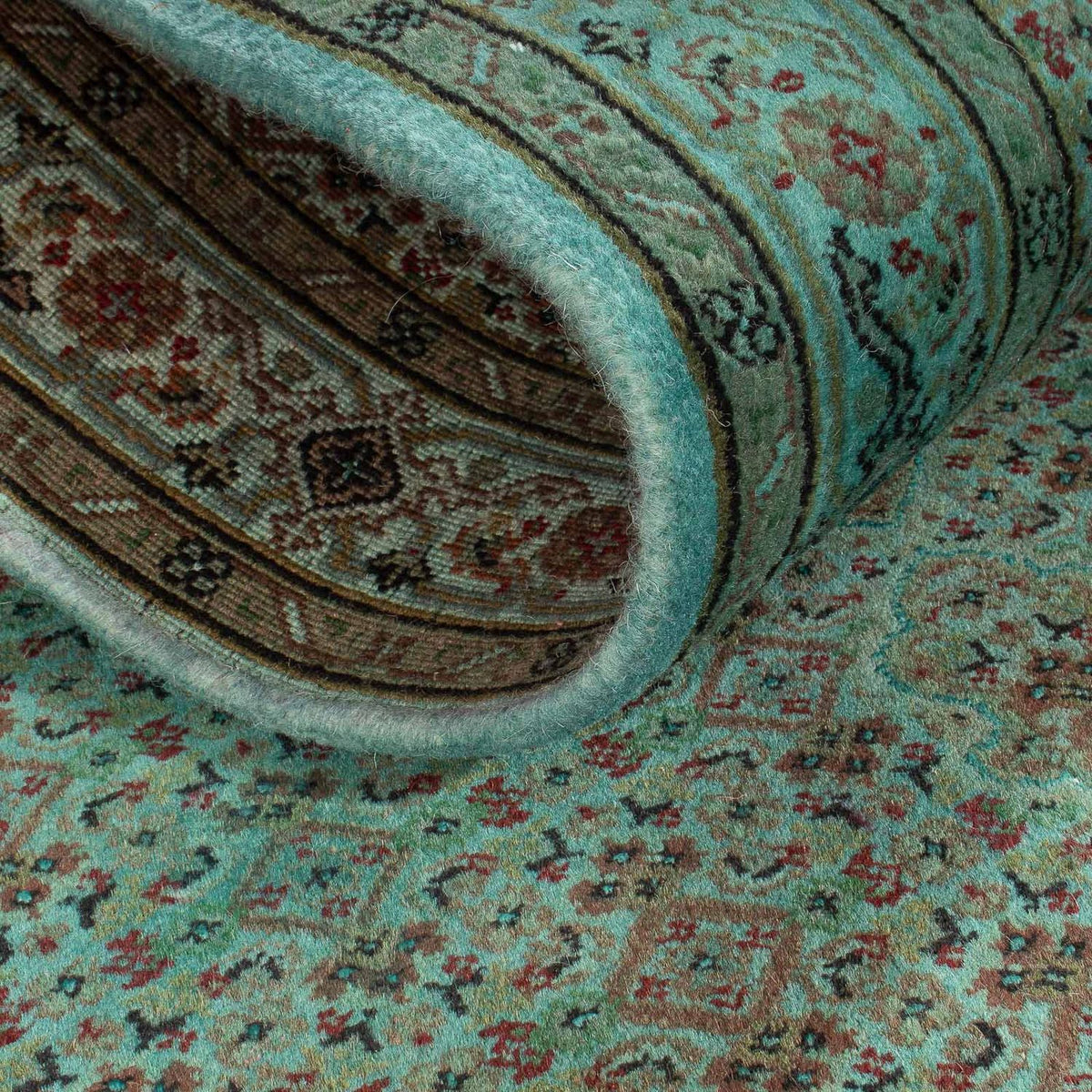 Biegacz Dywan orientalny - Tabriz - 305 x 84 cm - zielona