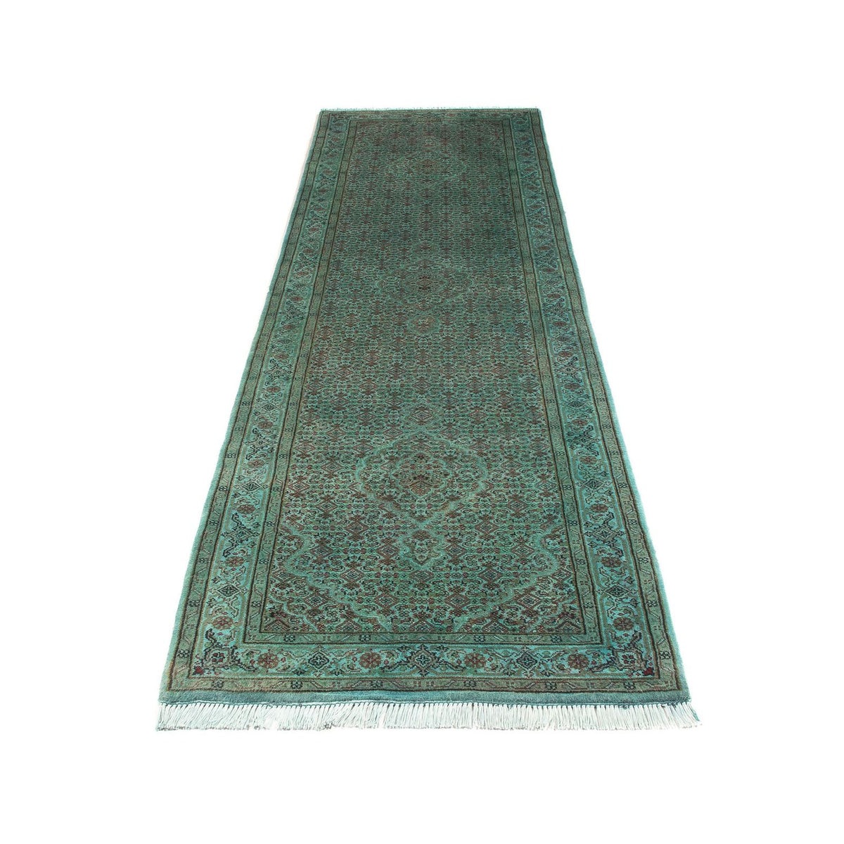 Biegacz Dywan orientalny - Tabriz - 305 x 84 cm - zielona