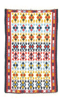 Dywan Kelim - Stary - 150 x 94 cm - beżowy