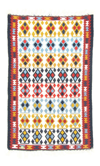 Dywan Kelim - Stary - 150 x 94 cm - beżowy