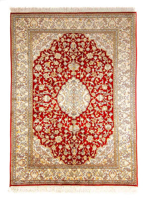 Jedwabny dywan - Kashmir Silk - 186 x 129 cm - czerwony