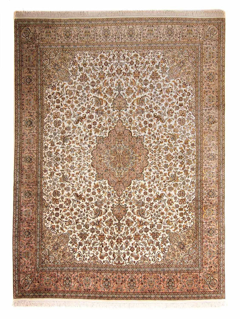 Jedwabny dywan - Kashmir Silk - 307 x 243 cm - beżowy