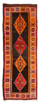 Biegacz Dywan Kelim - Stary - 380 x 150 cm - wielokolorowy