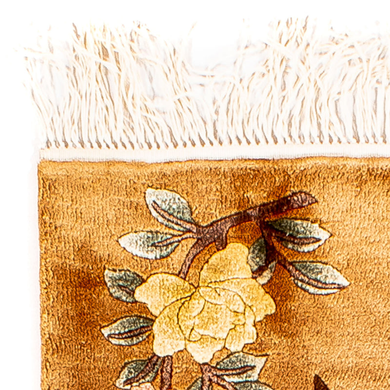 Dywan z jedwabiu - jedwab chiński - 54 x 32 cm - brązowy