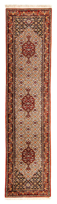 Biegacz Orientalny dywan - Bijar - Indus - 340 x 77 cm - beżowy