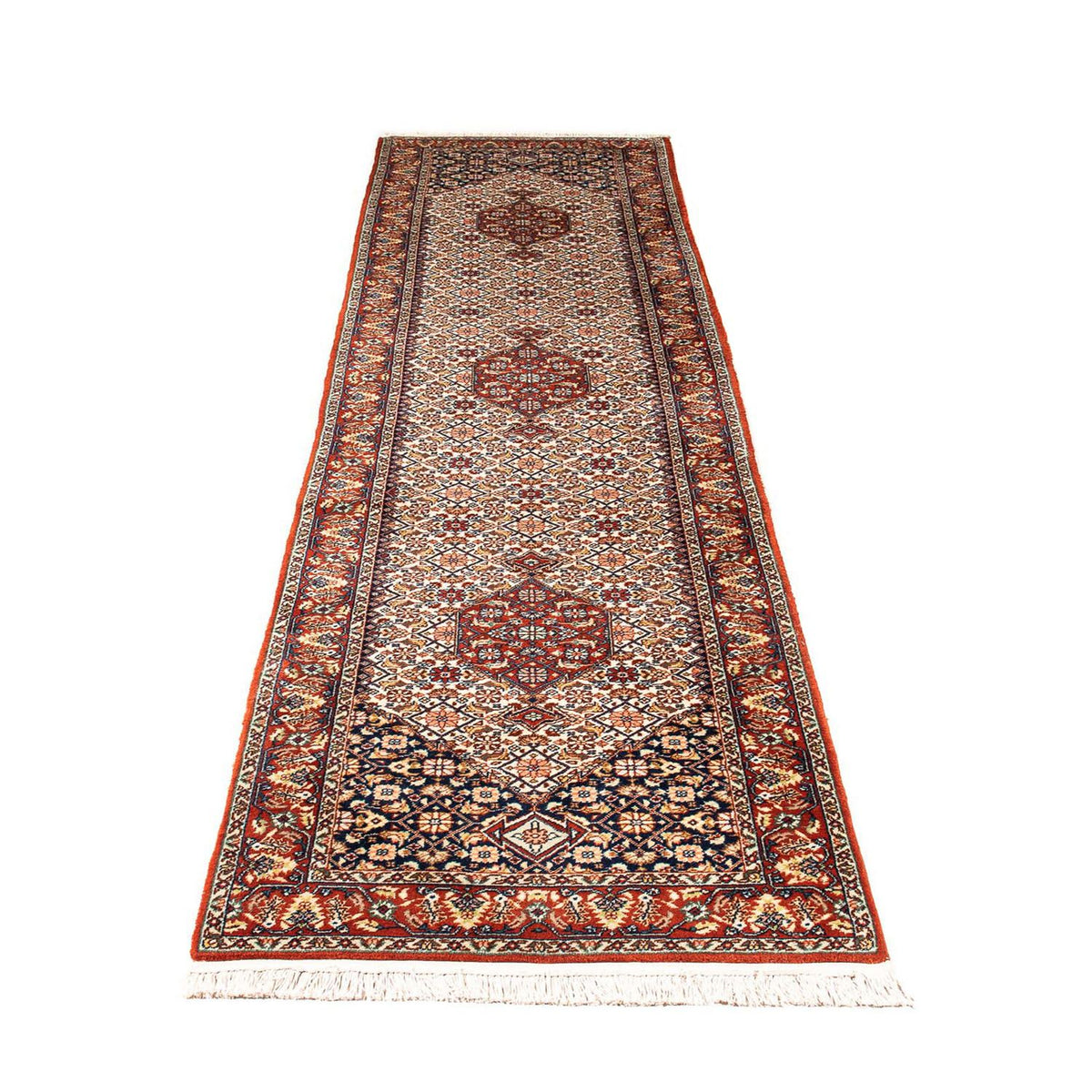 Biegacz Orientalny dywan - Bijar - Indus - 340 x 77 cm - beżowy