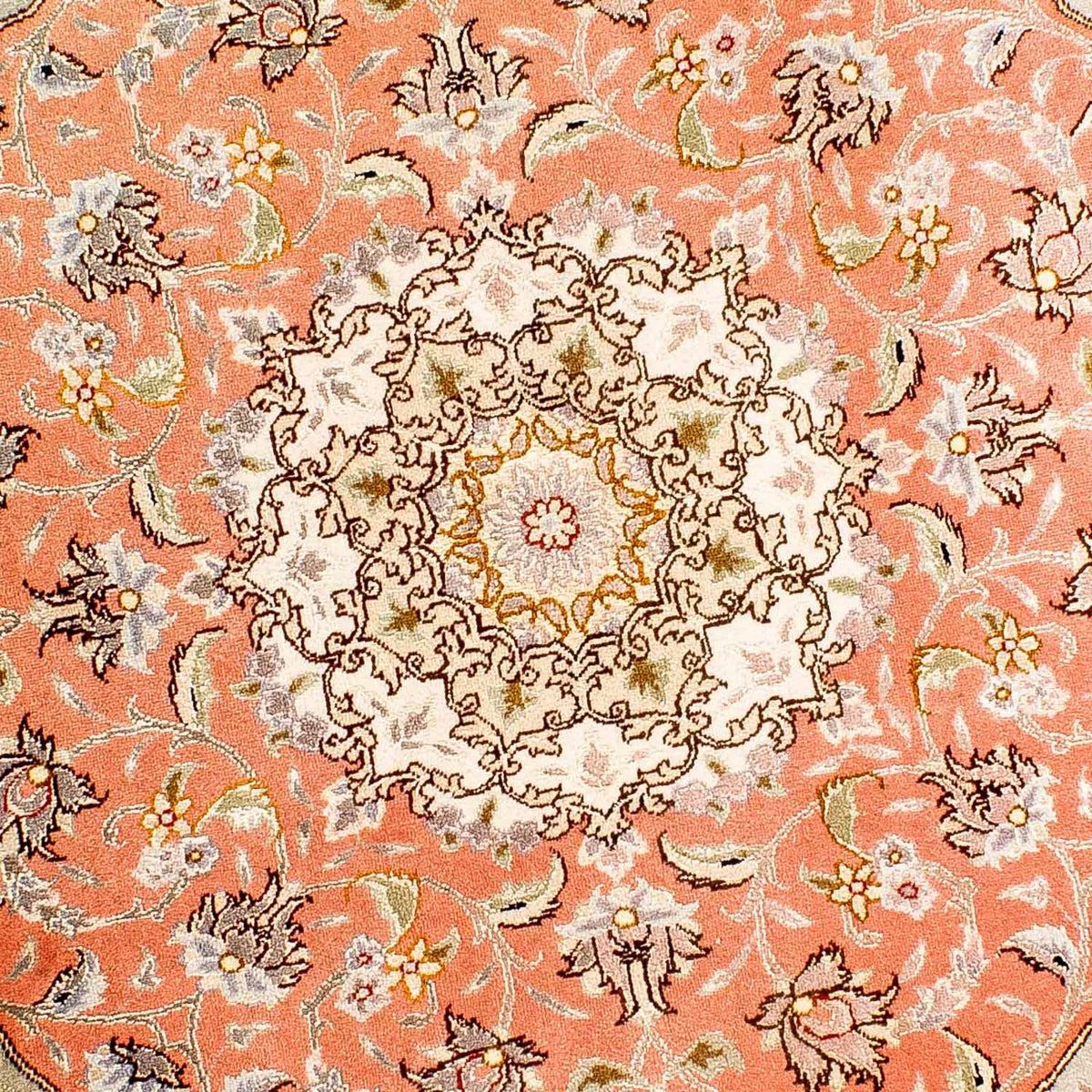 Dywan perski - Tabriz - Królewski okrągły  - 102 x 102 cm - jasna czerwień