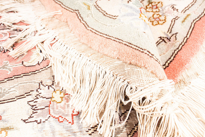 Dywan perski - Tabriz - Królewski okrągły  - 102 x 102 cm - jasna czerwień