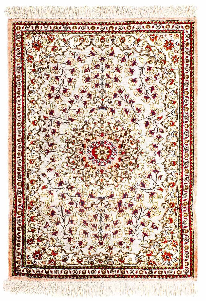 Jedwabny dywan - Ghom Silk - Premium - 80 x 59 cm - beżowy