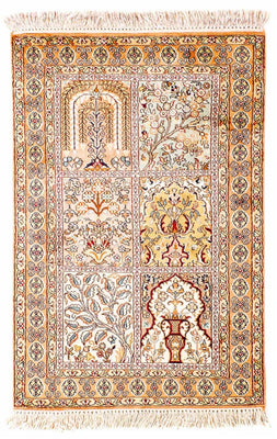 Jedwabny dywan - Kashmir Silk - 98 x 60 cm - beżowy