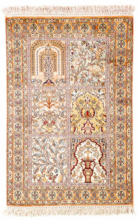 Jedwabny dywan - Kashmir Silk - 98 x 60 cm - beżowy