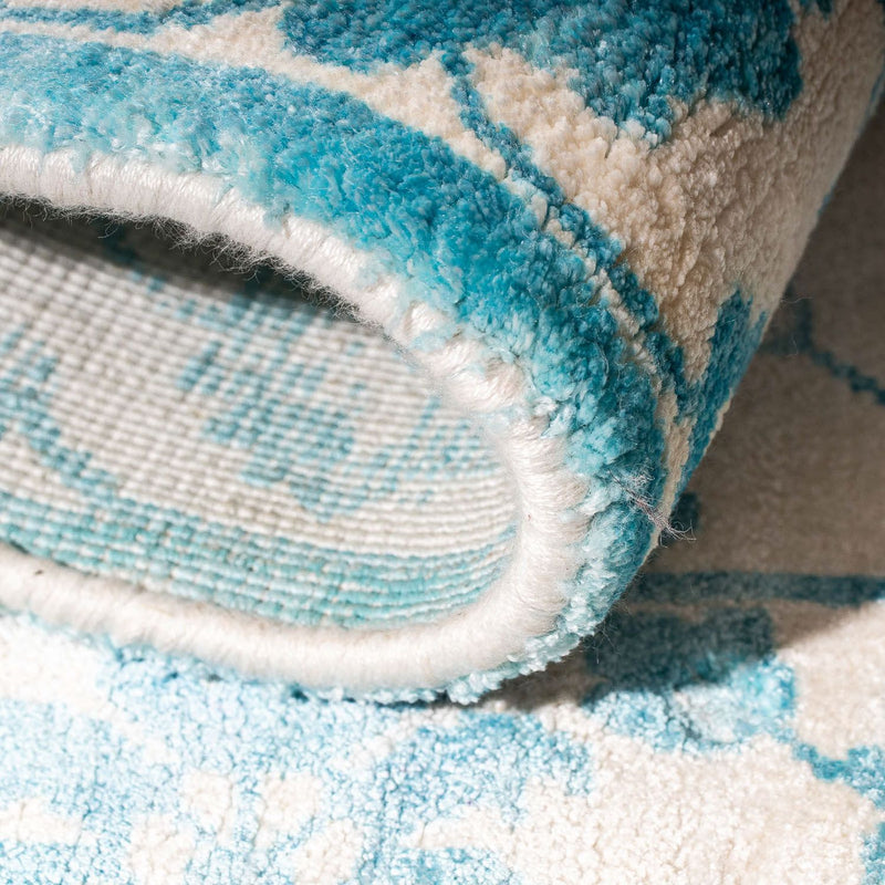 Dywan wiskozowy kwadratowy  - 70 x 70 cm - turkusowy