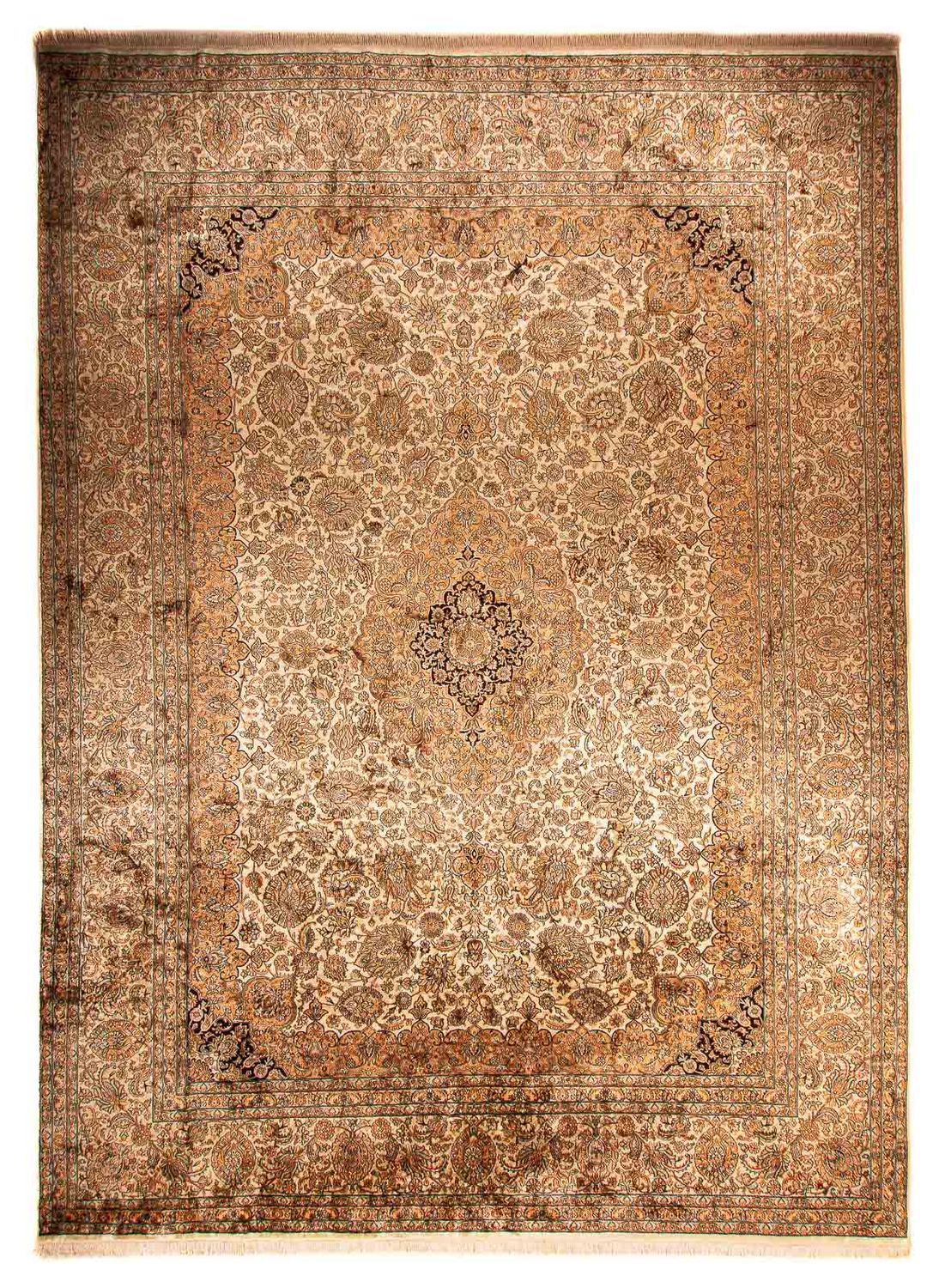 Jedwabny dywan - Kashmir Silk - 410 x 307 cm - jasnobrązowy