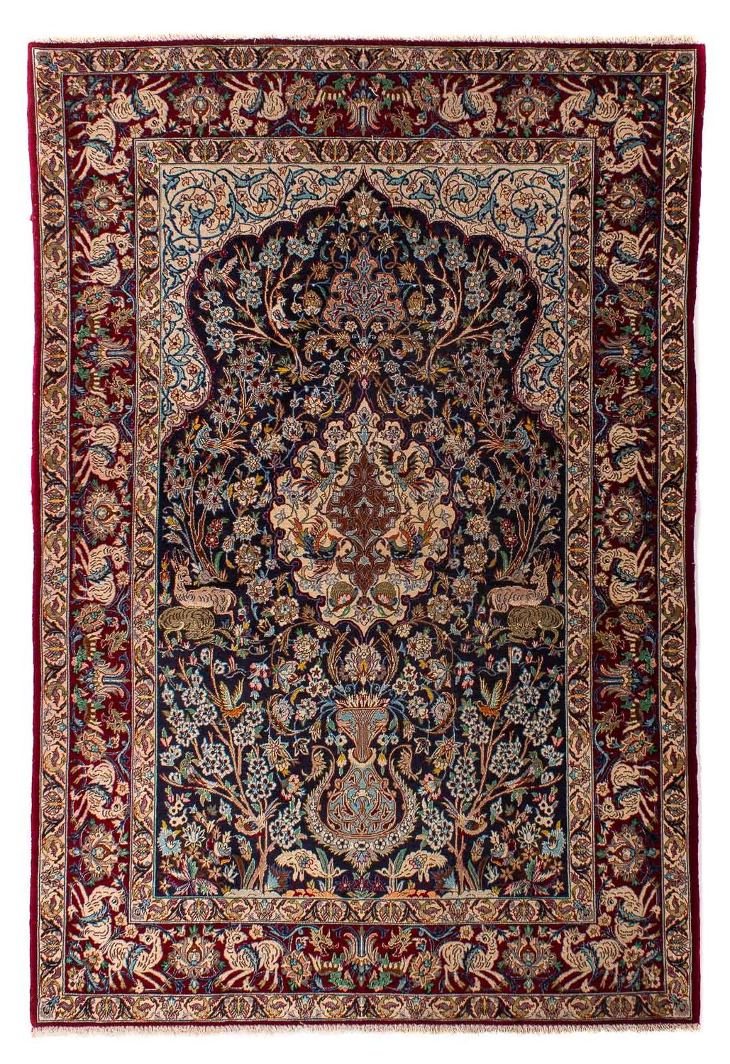 Dywan perski - Isfahan - Premium - 173 x 117 cm - ciemnoniebieski