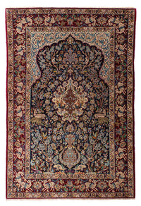 Dywan perski - Isfahan - Premium - 173 x 117 cm - ciemnoniebieski