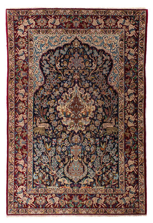Dywan perski - Isfahan - Premium - 173 x 117 cm - ciemnoniebieski