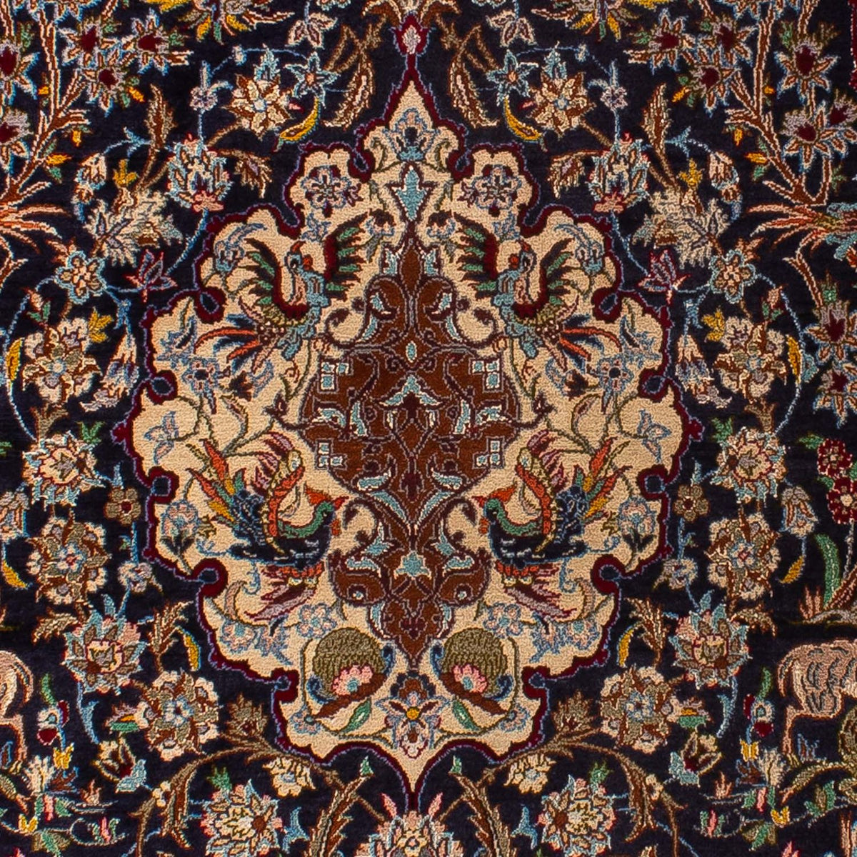 Dywan perski - Isfahan - Premium - 173 x 117 cm - ciemnoniebieski
