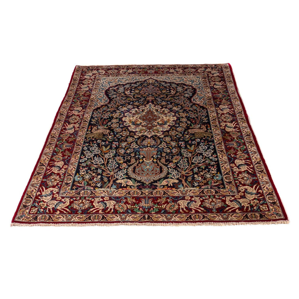 Dywan perski - Isfahan - Premium - 173 x 117 cm - ciemnoniebieski