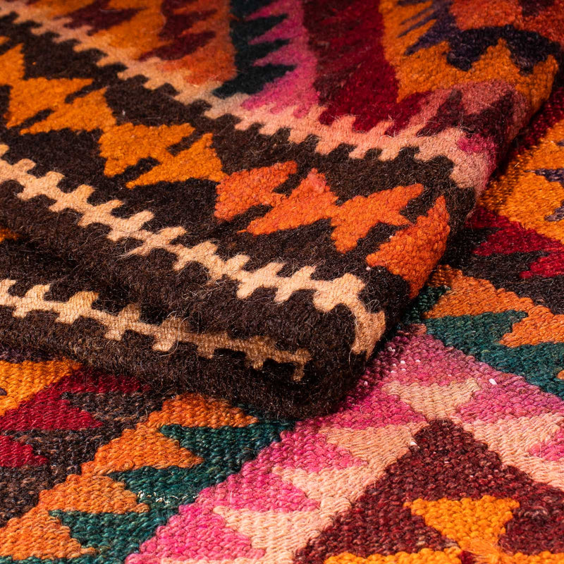 Biegacz Dywan Kelim - Stary - 300 x 140 cm - wielokolorowy