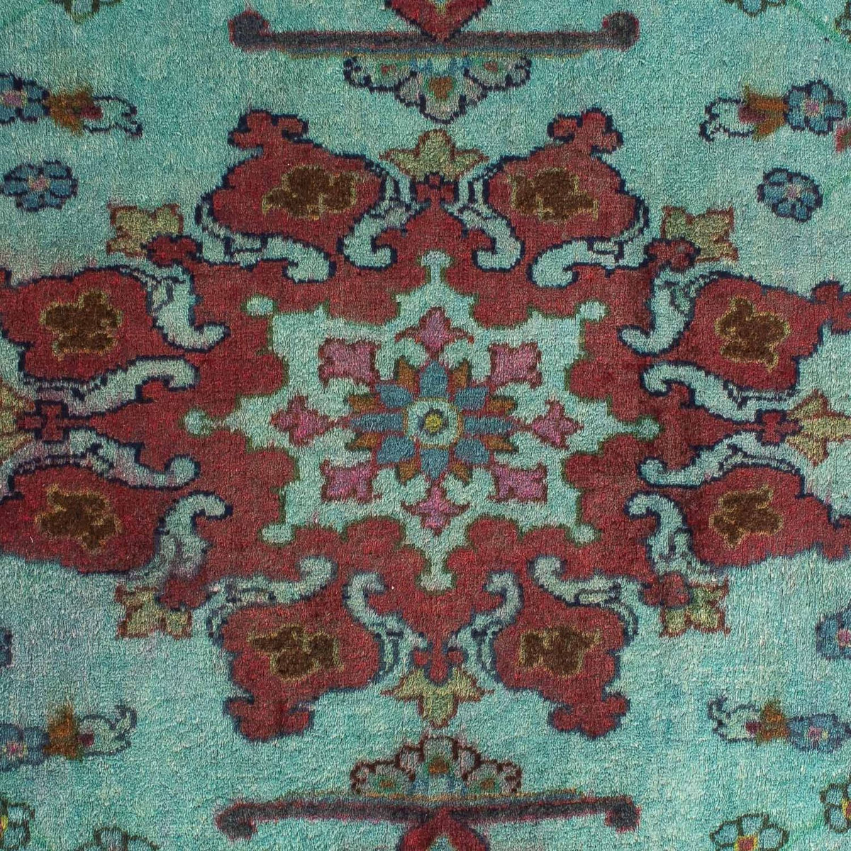 Dywan perski - Klasyczny kwadratowy  - 105 x 104 cm - jasnoniebieski