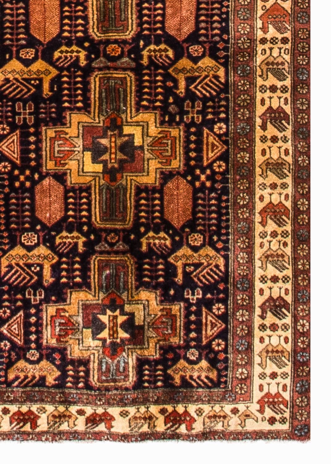 Biegacz Perski dywan - Nomadyczny - 326 x 98 cm - ciemnoniebieski