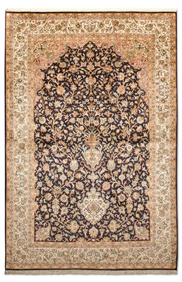 Jedwabny dywan - Kashmir Silk - 190 x 127 cm - ciemnoniebieski
