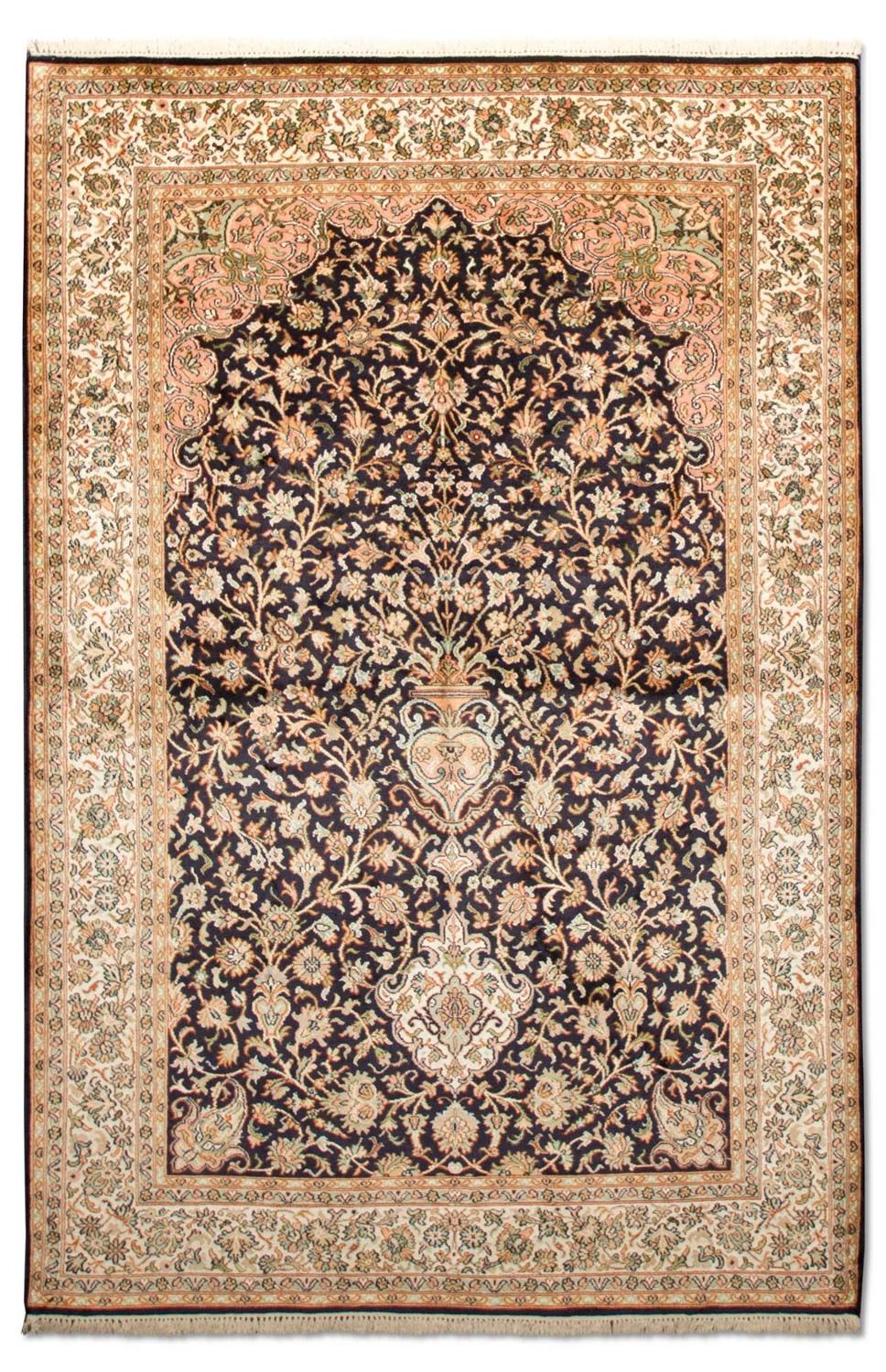 Jedwabny dywan - Kashmir Silk - 190 x 127 cm - ciemnoniebieski