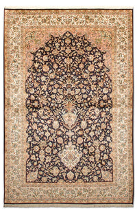 Jedwabny dywan - Kashmir Silk - 190 x 127 cm - ciemnoniebieski