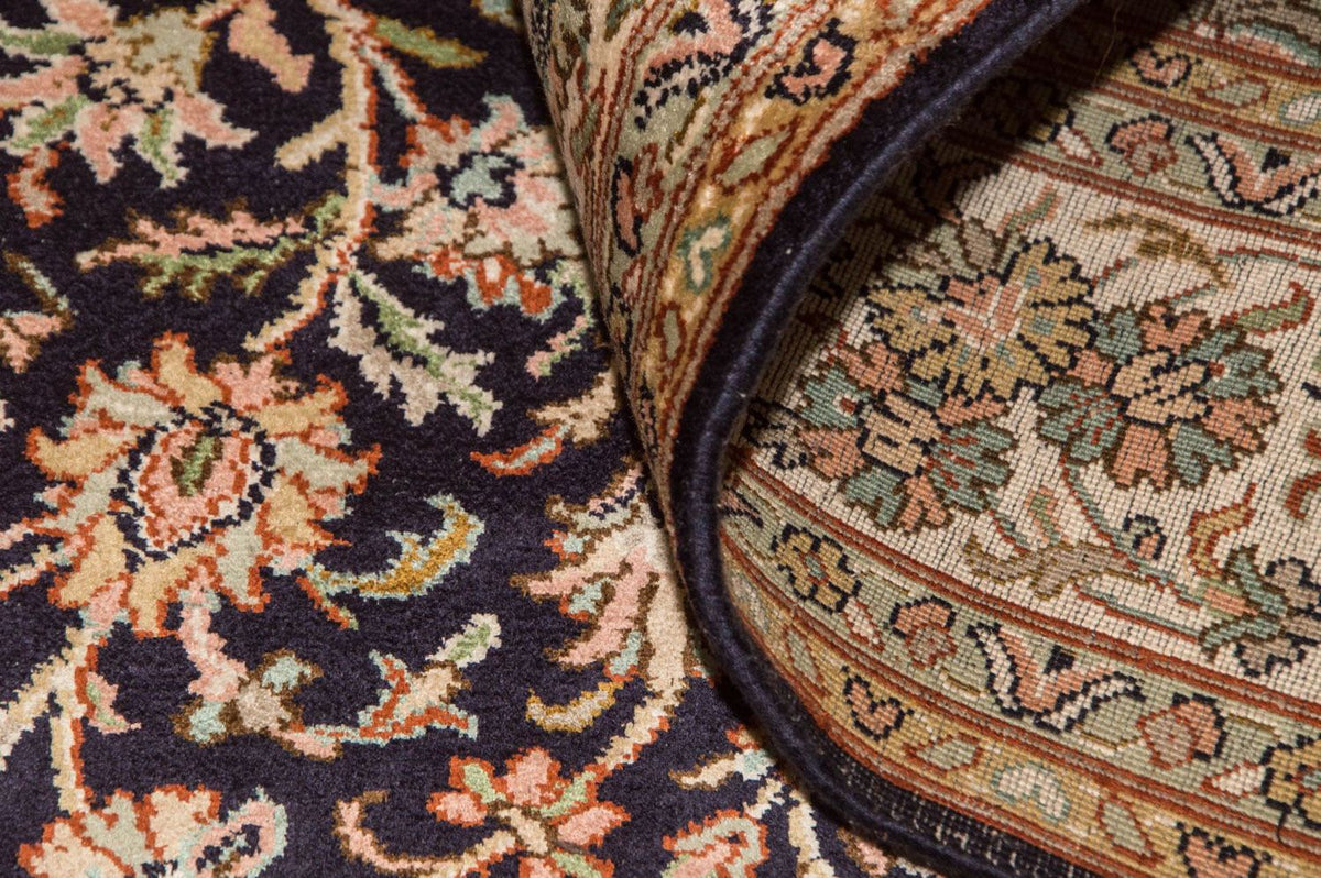 Jedwabny dywan - Kashmir Silk - 190 x 127 cm - ciemnoniebieski