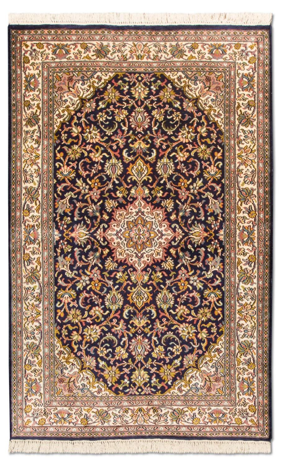Jedwabny dywan - Kashmir Silk - 150 x 93 cm - ciemnoniebieski