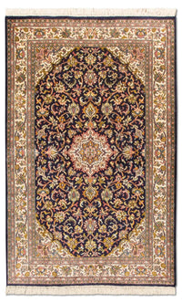Jedwabny dywan - Kashmir Silk - 150 x 93 cm - ciemnoniebieski