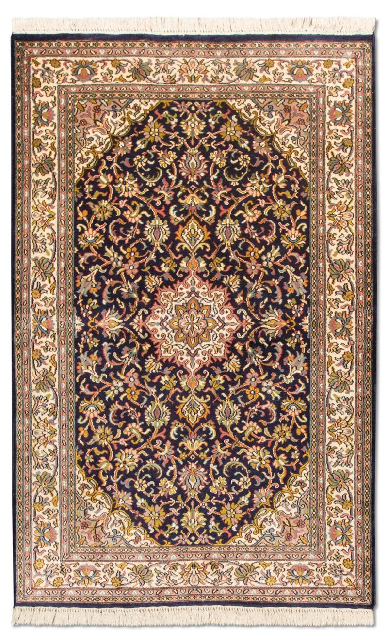 Jedwabny dywan - Kashmir Silk - 150 x 93 cm - ciemnoniebieski