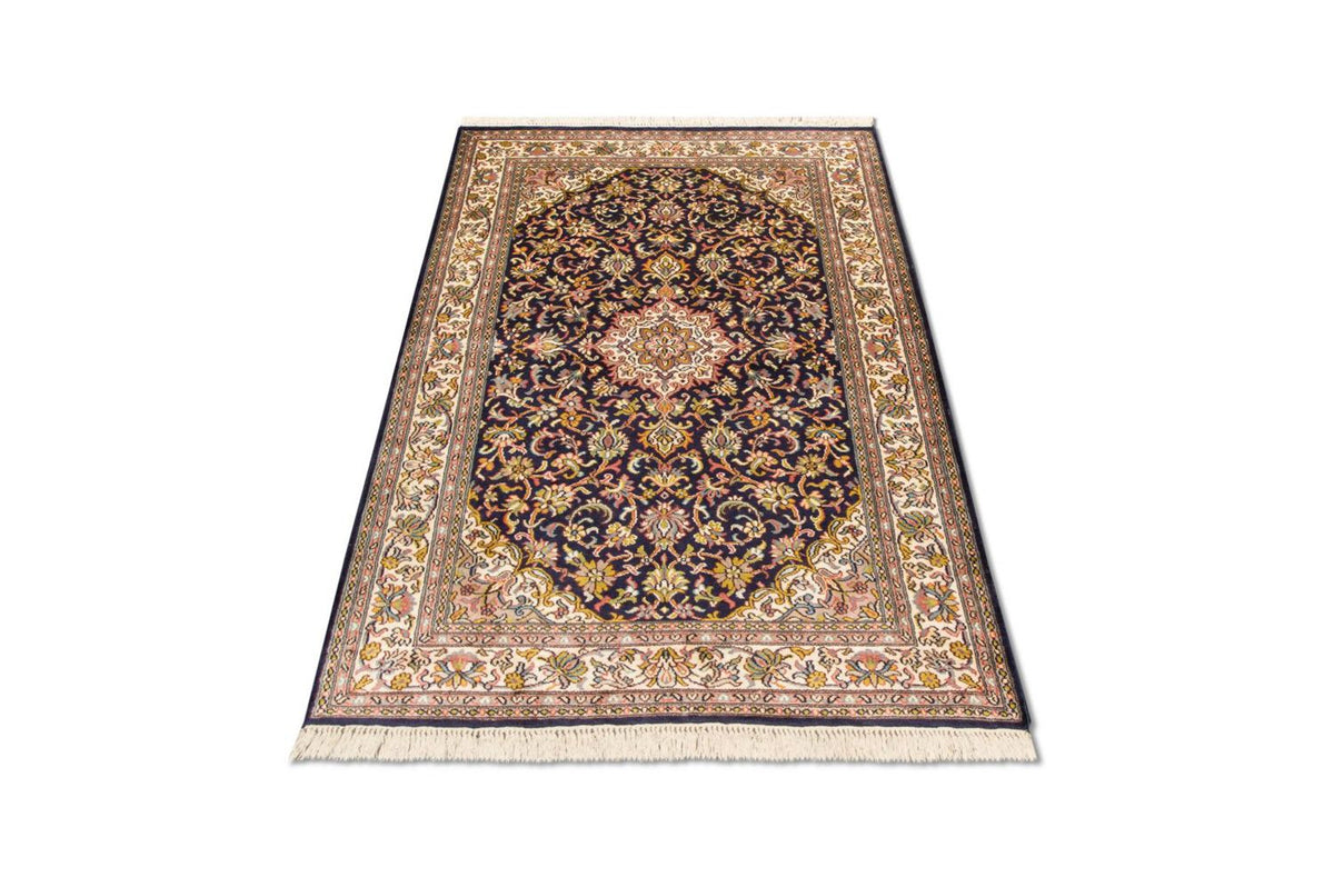 Jedwabny dywan - Kashmir Silk - 150 x 93 cm - ciemnoniebieski