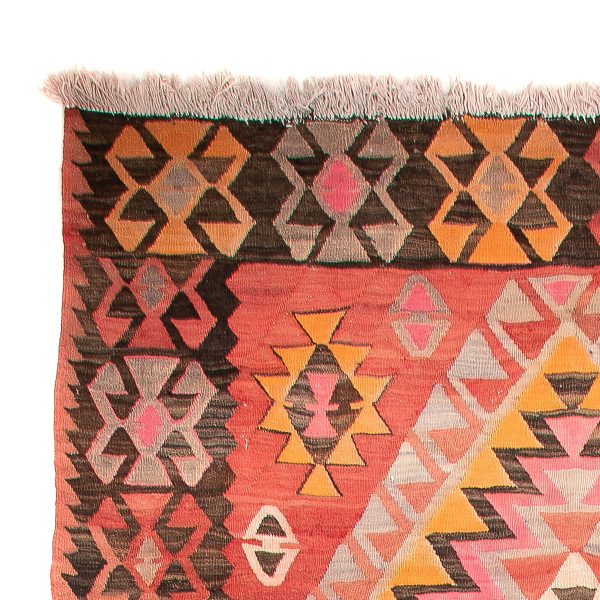 Biegacz Dywan Kelim - Stary - 425 x 165 cm - jasna czerwień