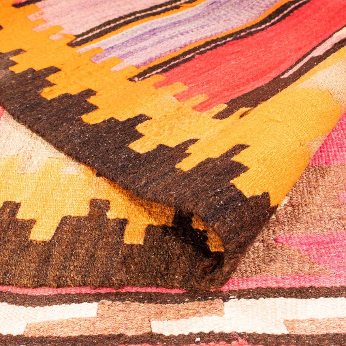 Biegacz Dywan Kelim - Stary - 340 x 150 cm - wielokolorowy