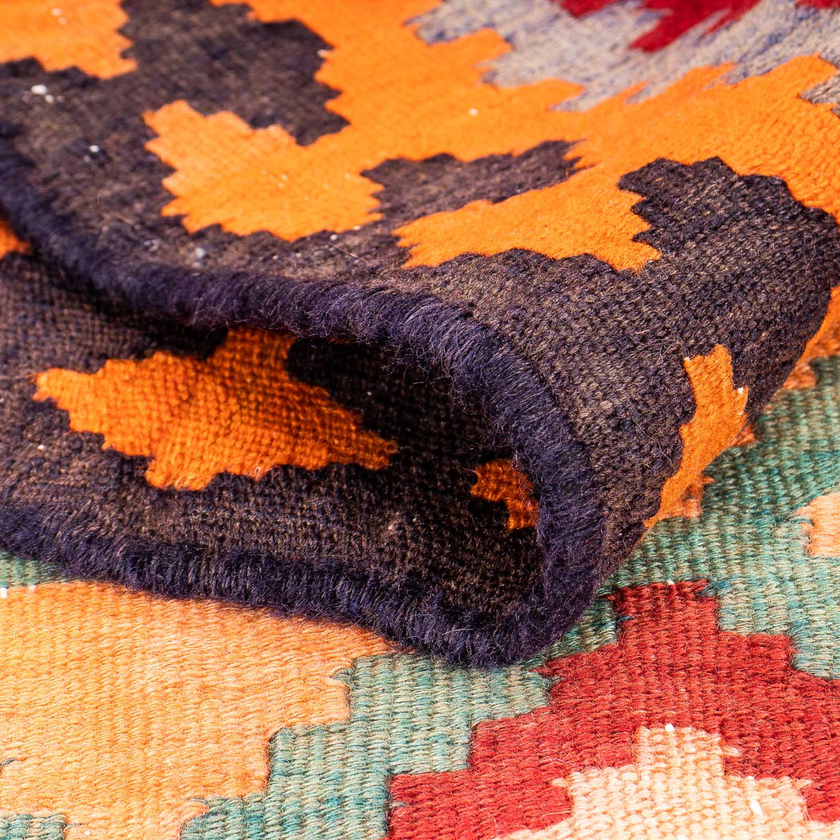 Biegacz Dywan Kelim - Stary - 350 x 135 cm - wielokolorowy