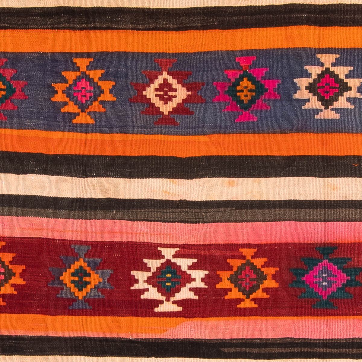 Biegacz Dywan Kelim - Stary - 330 x 145 cm - wielokolorowy