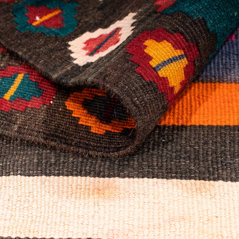 Biegacz Dywan Kelim - Stary - 330 x 145 cm - wielokolorowy