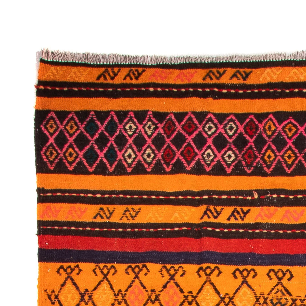 Dywan Kelim - Stary - 220 x 150 cm - wielokolorowy