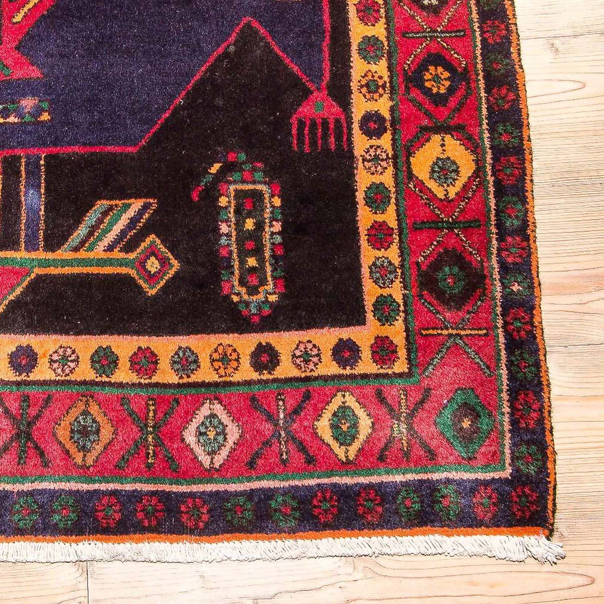 Biegacz Perski dywan - Nomadyczny - 411 x 143 cm - ciemnoniebieski