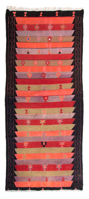 Biegacz Dywan Kelim - Stary - 330 x 135 cm - wielokolorowy