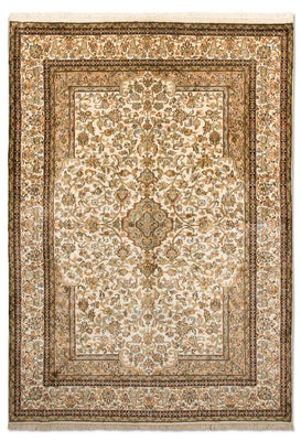Jedwabny dywan - Kashmir Silk - 186 x 126 cm - beżowy
