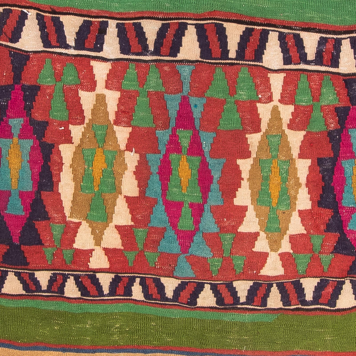 Biegacz Dywan Kelim - Stary - 355 x 140 cm - wielokolorowy