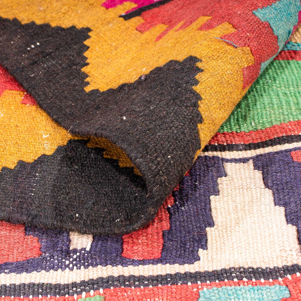 Biegacz Dywan Kelim - Stary - 355 x 140 cm - wielokolorowy