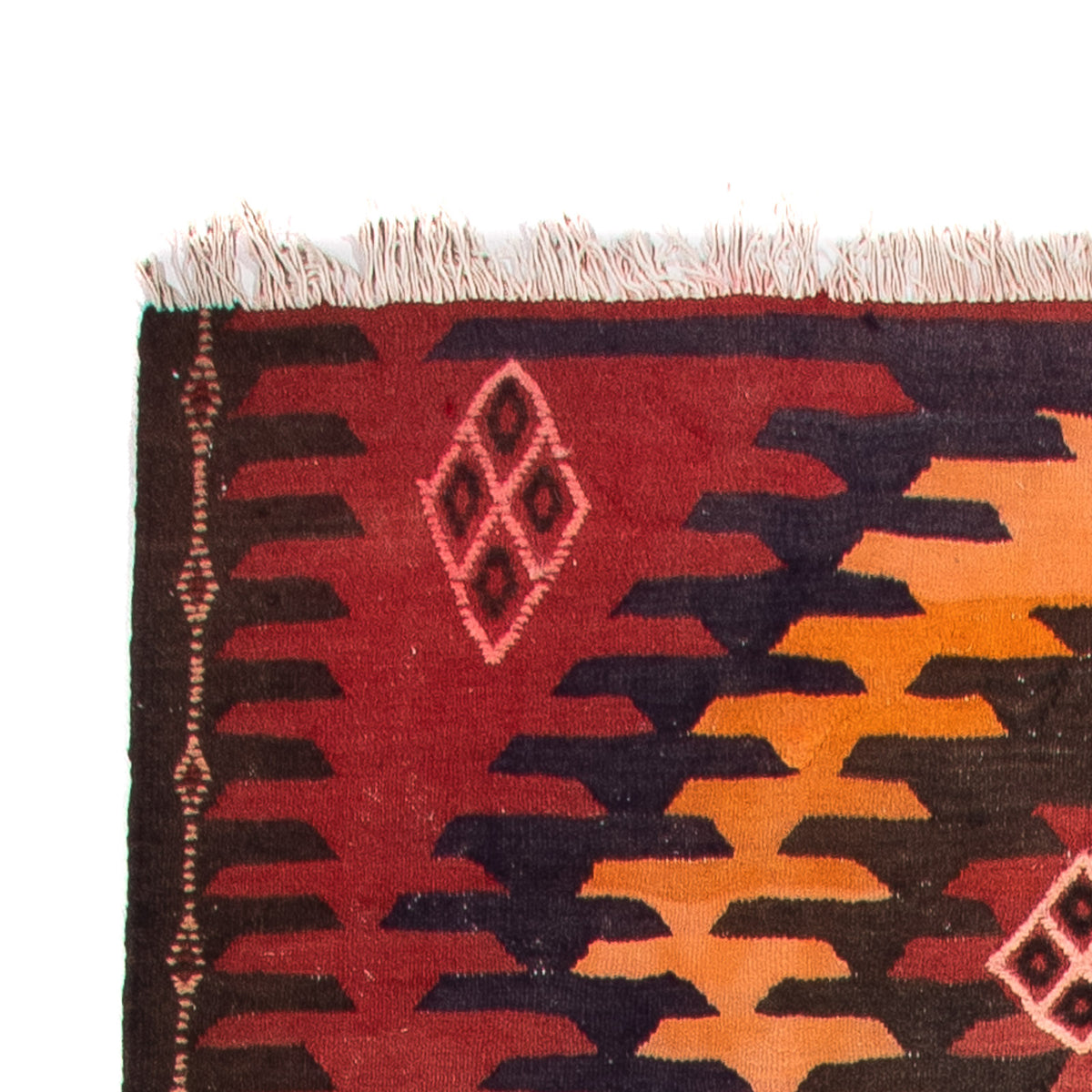 Biegacz Dywan Kelim - Stary - 395 x 145 cm - wielokolorowy