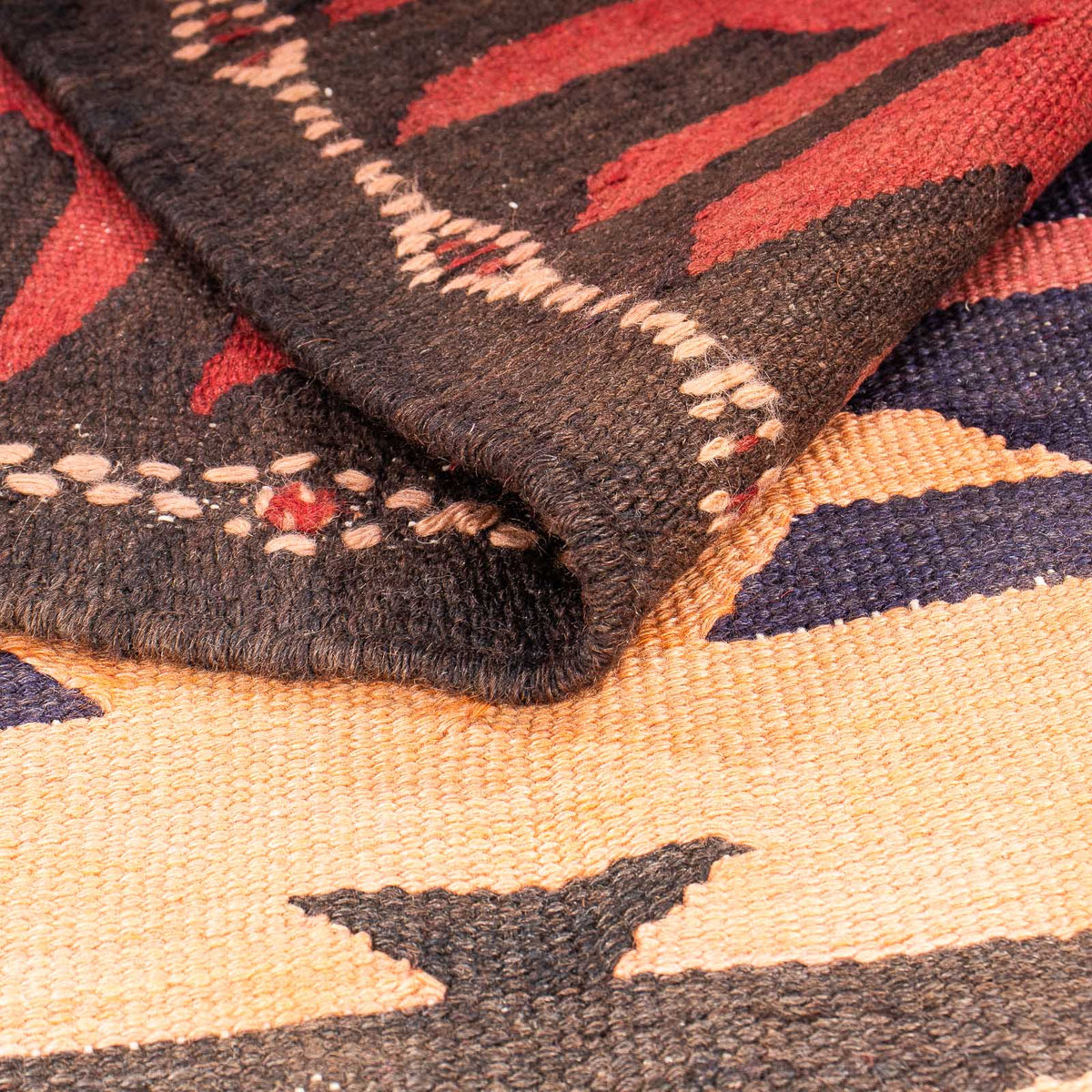 Biegacz Dywan Kelim - Stary - 395 x 145 cm - wielokolorowy