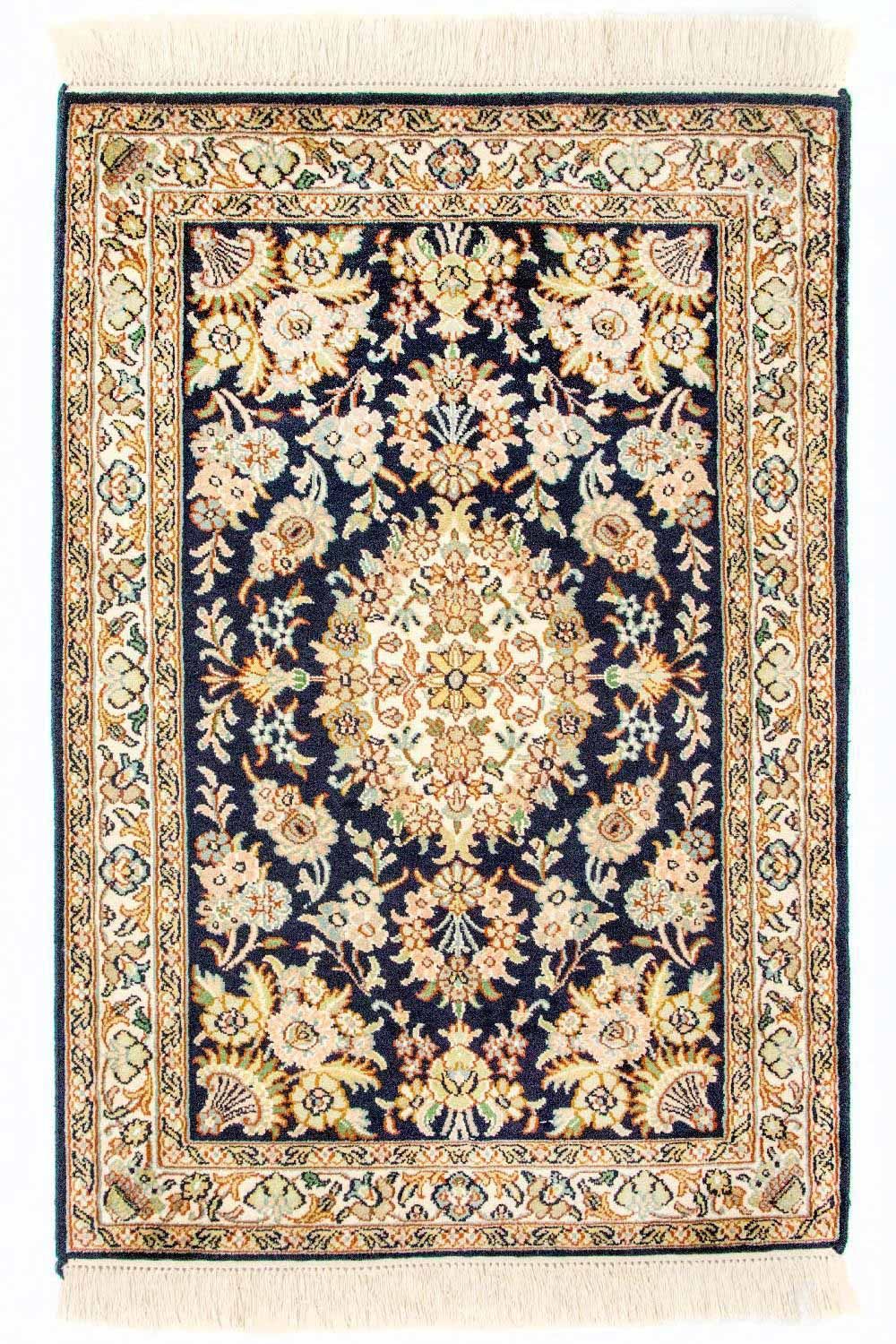 Jedwabny dywan - Kashmir Silk - 98 x 63 cm - niebieski
