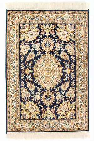 Jedwabny dywan - Kashmir Silk - 98 x 63 cm - niebieski
