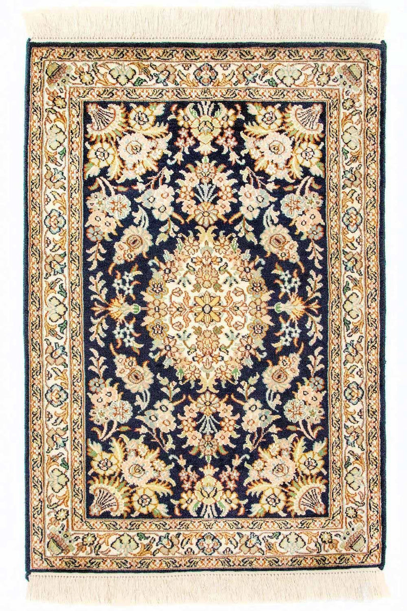 Jedwabny dywan - Kashmir Silk - 98 x 63 cm - niebieski